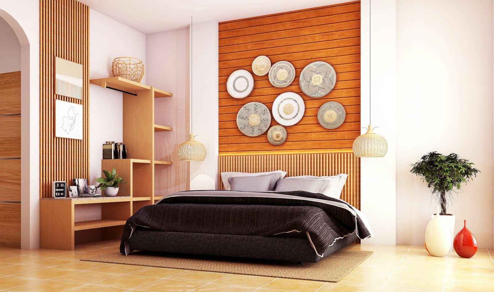 Kamar modern bernuansa kayu
